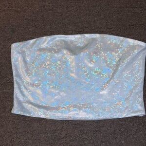 Holographic sparkly Tube Top